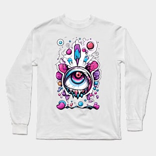 horror and cute  eyes fantastic and gotic graphic design ironpalette Long Sleeve T-Shirt